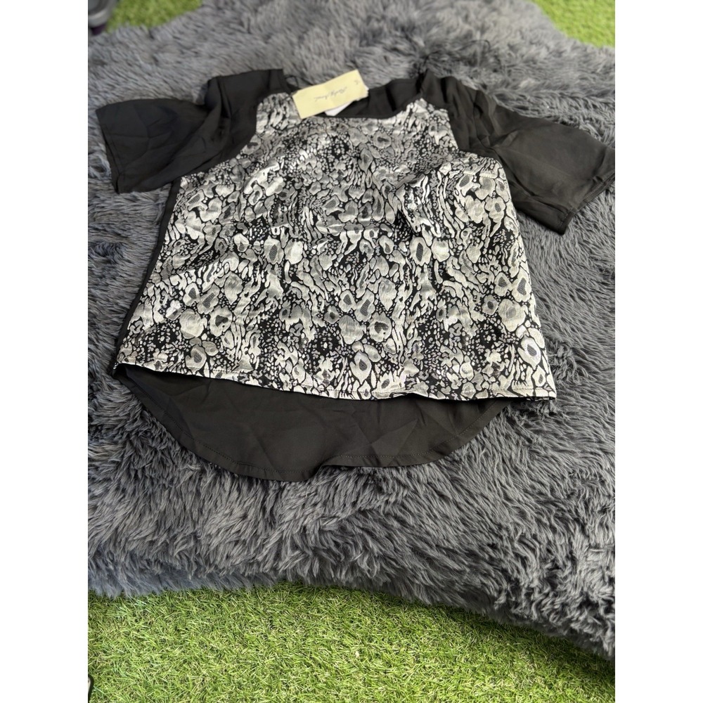 Funky Soul Top Medium Silver Black Chiffon Art To Wear New Gallery Gala